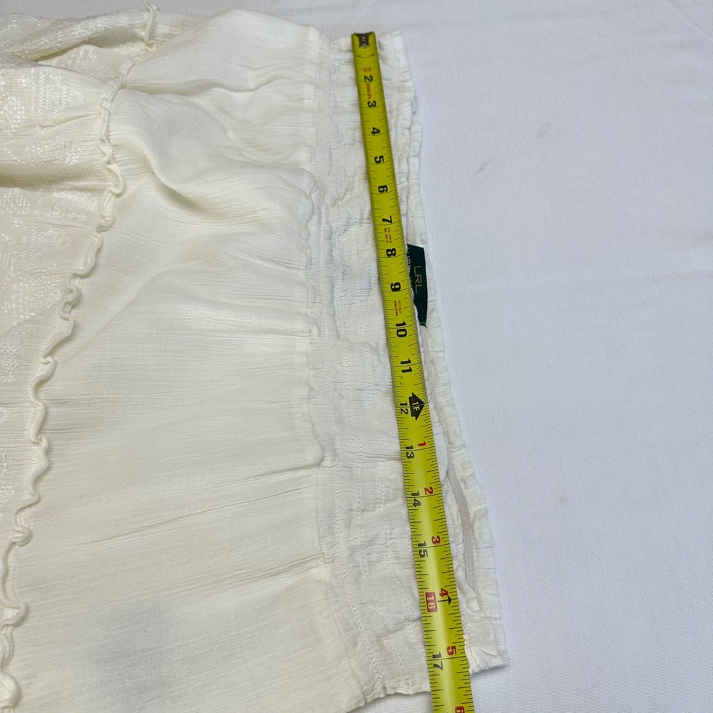 Ralph Lauren Tiered Midi Skirt XL Embroidered Boho Western Cottage Pull On Cream - Picture 6 of 7